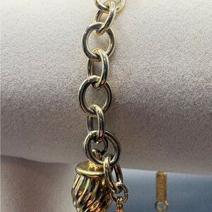 Vintage Napier Gold Link Bracelet with Single Charm Lobster Clasp